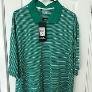 New with tags green and white XXL Adidas polo shirt.